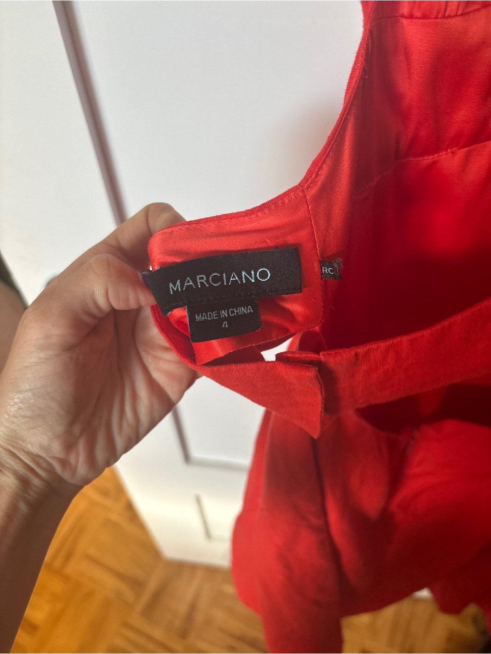 Marciano Red Sleeveless Fit & Flare Dress with Bow Details - Picture 8 of 8